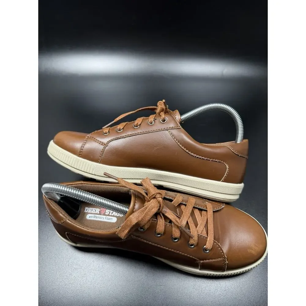 Deer Stags Kane boys' Fashion Sneakers in Dark Tan Faux Leather size 6.5 Big kid